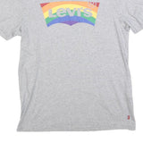 LEVI'S Mens Grey Rainbow Print Graphic T-Shirt S Short Sleeve Crew Neck Cotton