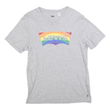 LEVI'S Mens Grey Rainbow Print Graphic T-Shirt S Short Sleeve Crew Neck Cotton