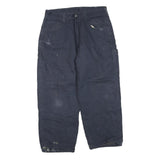 CARHARTT Mens Regular Navy Blue Cotton Blend Work Trousers W34 L26 Zip Pocketed
