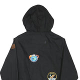 ELEMENT Boys Black Hooded Jacket M Polyester Blend Zip Patches Casual Outerwear