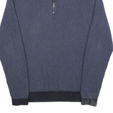 TOMMY HILFIGER Mens Blue Patterned Pullover V Neck Chunky Knit XL Cotton Jumper