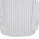 TOMMY HILFIGER Mens Grey & White Striped Shirt XL Cotton Long Sleeve
