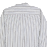 TOMMY HILFIGER Mens Grey & White Striped Shirt XL Cotton Long Sleeve