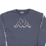 KAPPA Womens Blue Sweatshirt XL Crew Neck Cotton Blend Logo Tape Sleeve Casual