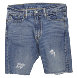 LEVI'S Mens Denim Blue Distressed Casual Shorts M W33 Frayed Hem Mid Length