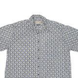 NATURAL ISSUE Mens Blue & Cream Pattern Cotton Blend Shirt XL Casual Short