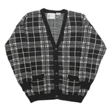 Organically Grown Womens Black & White Patterned Button Up Jumper L Acrylic