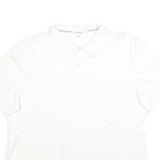 CALVIN KLEIN Mens White Short Sleeve Plain XL Cotton Blend Polo Shirt