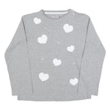AUSTRALIAN Womens Grey Sweatshirt S Cotton Blend Crew Neck Heart Print Casual