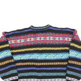 BEST Womens Black Patterned Button Up Jumper Wool Blend L Colourful Striped