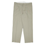 Mens Regular Fit Beige Cotton Blend Trousers W36 L30 Zip Closure Straight Leg