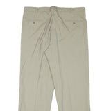 Mens Regular Fit Beige Cotton Blend Trousers W36 L30 Zip Closure Straight Leg