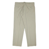 Mens Regular Fit Beige Cotton Blend Trousers W36 L30 Zip Closure Straight Leg