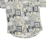 LETS GO Mens Beige Patterned Shirt 2XL Polyester Blend Casual Short Sleeve