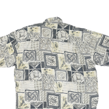 LETS GO Mens Beige Patterned Shirt 2XL Polyester Blend Casual Short Sleeve