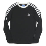 ADIDAS Womens Black & White Long Sleeve Crew Neck T-Shirt UK 8 Casual Sportswear