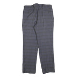 RITEX Mens Wool Regular Blue Grey Checked Trousers W34 L30 Classic Zip Closure