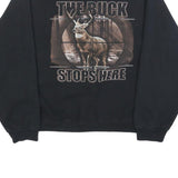 FRUIT OF THE LOOM Mens Black The Buck Stops Here Crew Neck L Cotton Sweatshirt