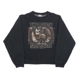 FRUIT OF THE LOOM Mens Black The Buck Stops Here Crew Neck L Cotton Sweatshirt