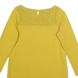 BODEN Womens Yellow Cotton Blend Day Dress Jersey Long Sleeve UK 10 Lace Yoke