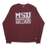 CHAMPION Mens Maroon MSU Bulldogs Graphic Long Sleeve Crew Neck T-Shirt L