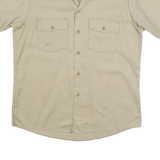 DICKIES Mens Beige Workwear Shirt L Cotton Blend Utility Button Pocket