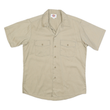 DICKIES Mens Beige Workwear Shirt L Cotton Blend Utility Button Pocket