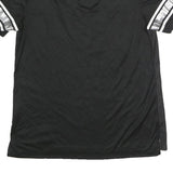 MAJESTIC Womens Black Raiders Graphic T-Shirt L Short Sleeve V-Neck Lace-Up