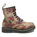 DR MARTENS Womens Ankle Boots Beige Floral Synthetic UK 3 Lace-Up