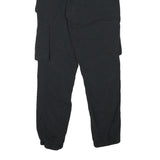 BRAVESOUL Mens Polyester Blend Black Relaxed Cargo Trousers W28 L28 Drawstring