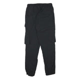 BRAVESOUL Mens Polyester Blend Black Relaxed Cargo Trousers W28 L28 Drawstring