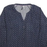 MULTIBLU Womens Blue Printed Shirt Long Sleeve Button Neck L Cotton Blend