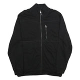 CALVIN KLEIN Mens Black Zip Jacket 2XL Cotton Plain Ribbed Collar Chest Pocket