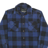 JACHS Mens Blue & Black Check Shirt M Cotton Blend Classic Fit Long Sleeve