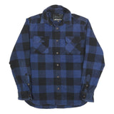 JACHS Mens Blue & Black Check Shirt M Cotton Blend Classic Fit Long Sleeve
