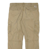 CARHARTT Mens Cotton Blend Beige Relaxed Cargo Trousers W38 L30 Workwear