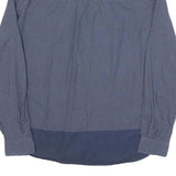 FRED PERRY Mens Blue & White Pattern Cotton Blend Shirt M Button Collar Casual
