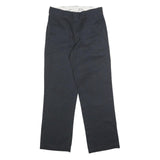 DICKIES Mens Regular Black Cotton Blend Trousers W30 L30 Classic Straight Zip