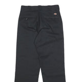 DICKIES Mens Regular Black Cotton Blend Trousers W30 L30 Classic Straight Zip