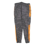 BLACK SQUAD Mens Cotton Blend Slim Tapered Black Camouflage Orange Stripe
