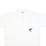 MUSSFELDT DESIGN Mens White Cotton Polo Shirt L St Thomas Pocket Print