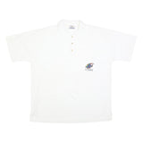 MUSSFELDT DESIGN Mens White Cotton Polo Shirt L St Thomas Pocket Print