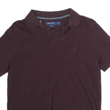 NAUTICA Mens Maroon Slim Fit Short Sleeve Plain S Cotton Polo Shirt Casual