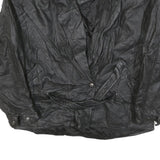 LERNER Womens Black Leather Button Jacket L Leather Classic