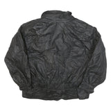 LERNER Womens Black Leather Button Jacket L Leather Classic