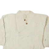 NUEVO AMERICANA Womens Cream Wool Patterned Roll Neck Chunky Knit Jumper L Cable