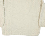 NUEVO AMERICANA Womens Cream Wool Patterned Roll Neck Chunky Knit Jumper L Cable