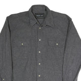 RURAL LIFE Mens Grey Plain Cotton Blend Shirt XL Casual Long Sleeve Button
