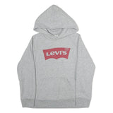 LEVI'S Mens Grey Hoodie S Cotton Blend Pullover Hooded Sweatshirt Logo