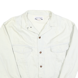 ESSENTIELS Womens White Cotton Denim Jacket M Button Closure Classic Fit